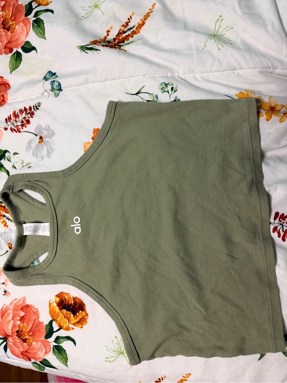 ALO Yoga Olive Green Racerback Cropped Tank